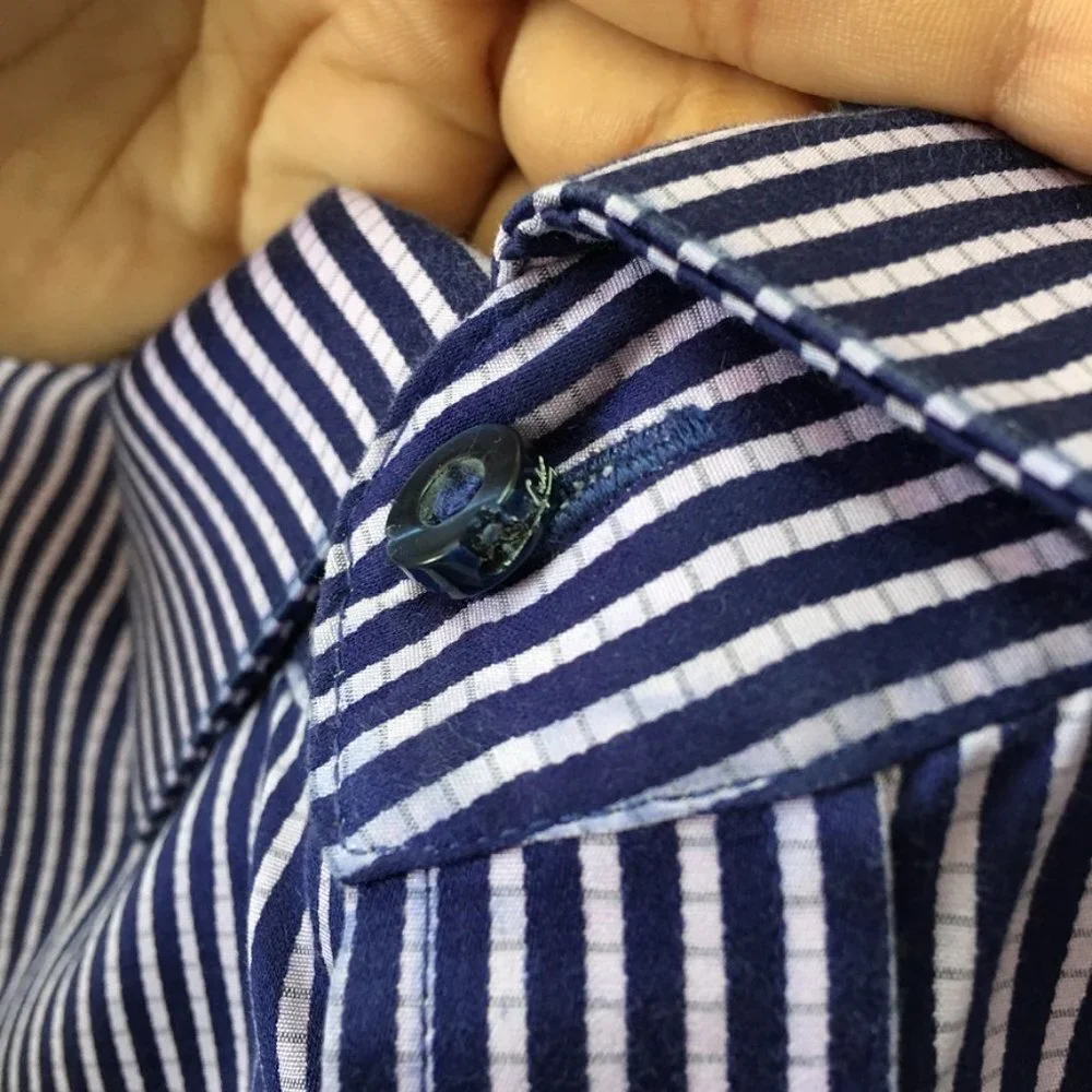 Robert Graham Men's Purple Striped Long Sleeve Button Front Shirt Size 17.5